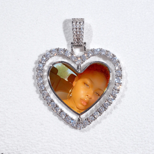 3D Spinning 2-Faced Heart Custom Picture Pendant