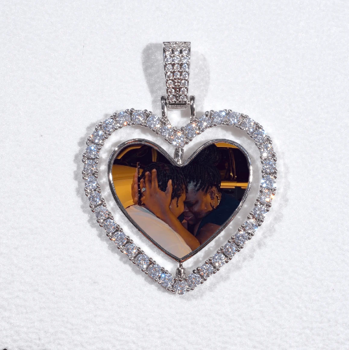 3D Spinning 2-Faced Heart Custom Picture Pendant