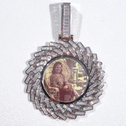 Large 3D Baguette Custom Picture Pendant