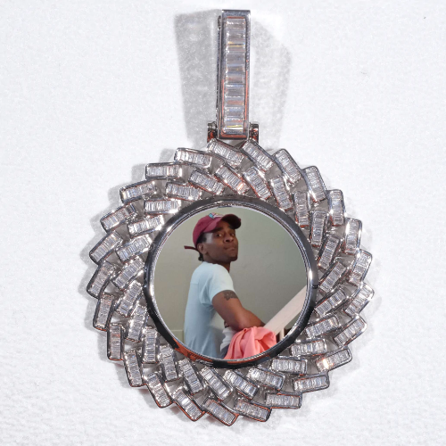 Large 3D Baguette Custom Picture Pendant