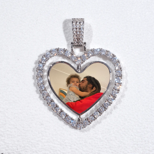 3D Spinning 2-Faced Heart Custom Picture Pendant
