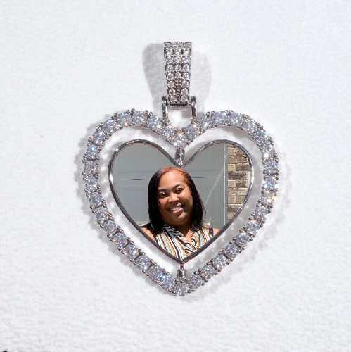 3D Spinning 2-Faced Heart Custom Picture Pendant