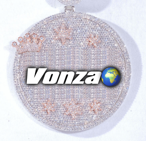 CUSTOM LETTER NECKLACE 3D BIG CROWN DISC