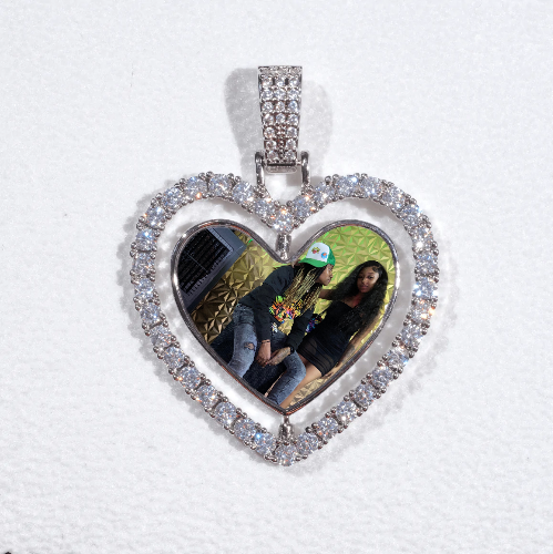 3D Spinning 2-Faced Heart Custom Picture Pendant