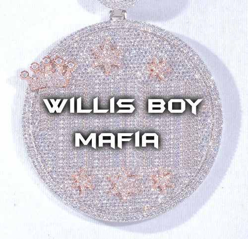 CUSTOM LETTER NECKLACE 3D BIG CROWN DISC