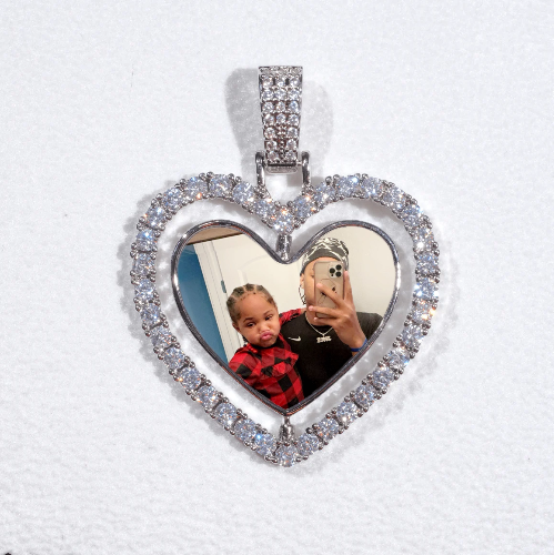 3D Spinning 2-Faced Heart Custom Picture Pendant