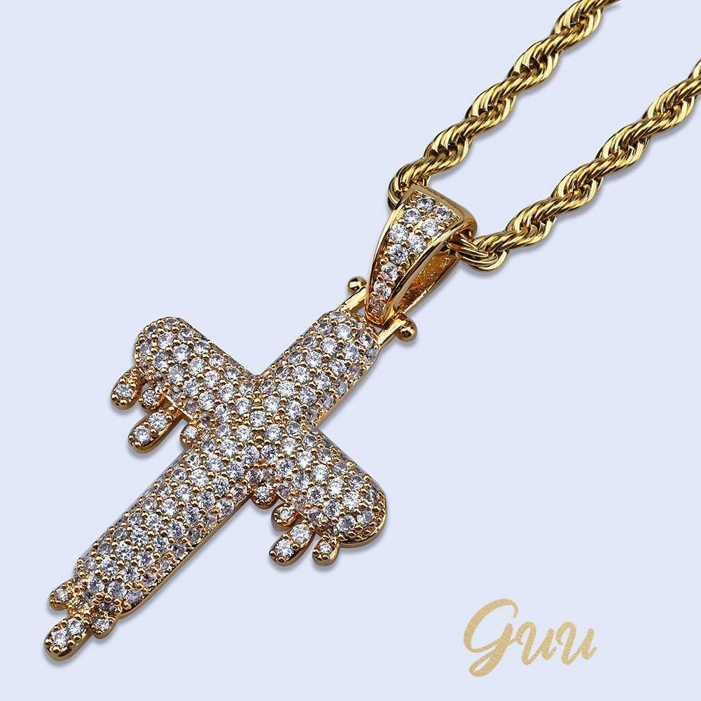 18K Gold-Plated Micro-inlay CZ Cross Necklace - The GUU Shop