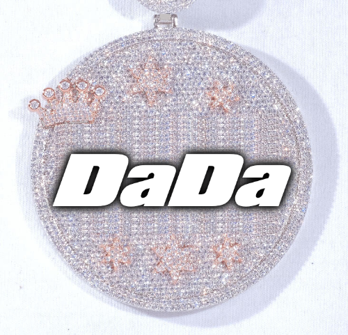 CUSTOM LETTER NECKLACE 3D BIG CROWN DISC