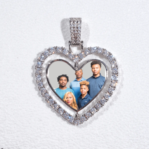 3D Spinning 2-Faced Heart Custom Picture Pendant