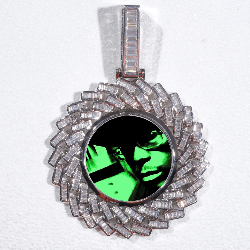 Large 3D Baguette Custom Picture Pendant