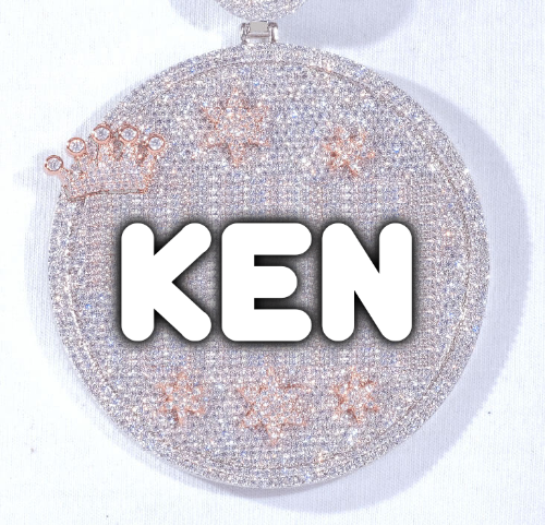 CUSTOM LETTER NECKLACE 3D BIG CROWN DISC