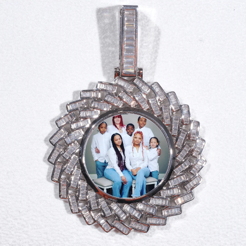 Large 3D Baguette Custom Picture Pendant