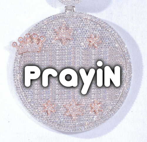 CUSTOM LETTER NECKLACE 3D BIG CROWN DISC