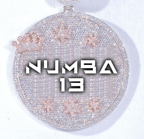 CUSTOM LETTER NECKLACE 3D BIG CROWN DISC