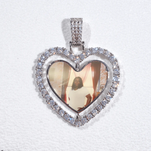 3D Spinning 2-Faced Heart Custom Picture Pendant