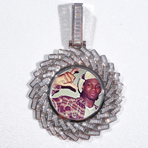 Large 3D Baguette Custom Picture Pendant