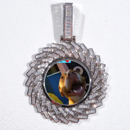 Large 3D Baguette Custom Picture Pendant