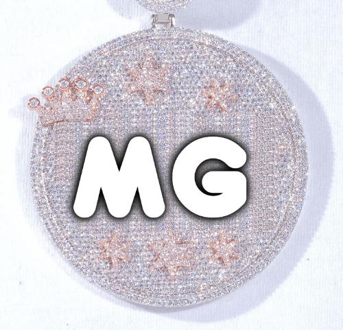 CUSTOM LETTER NECKLACE 3D BIG CROWN DISC