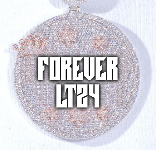 CUSTOM LETTER NECKLACE 3D BIG CROWN DISC
