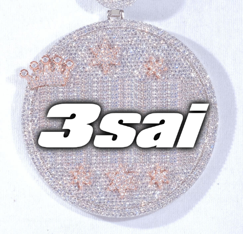 CUSTOM LETTER NECKLACE 3D BIG CROWN DISC
