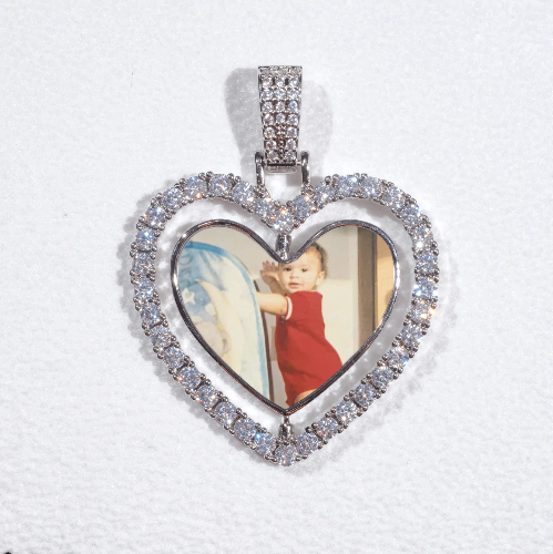 3D Spinning 2-Faced Heart Custom Picture Pendant