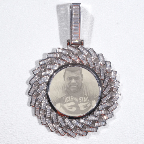 Large 3D Baguette Custom Picture Pendant