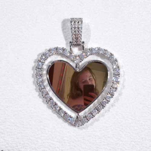 3D Spinning 2-Faced Heart Custom Picture Pendant