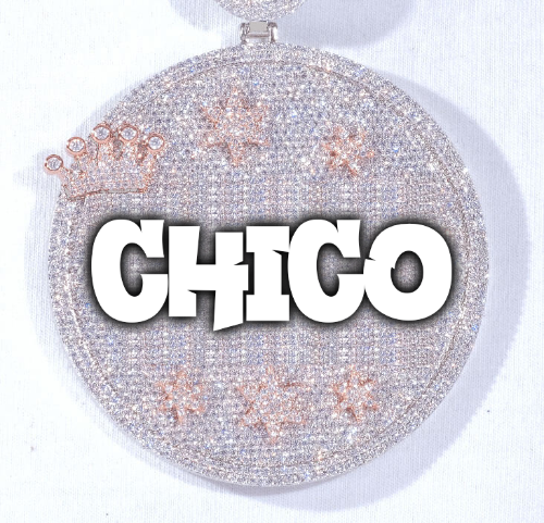 CUSTOM LETTER NECKLACE 3D BIG CROWN DISC