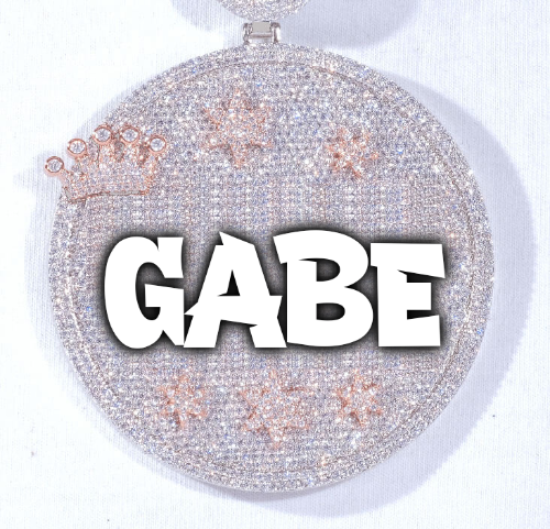 CUSTOM LETTER NECKLACE 3D BIG CROWN DISC