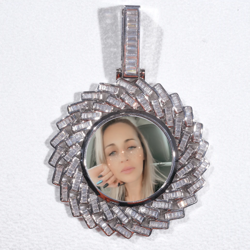 Large 3D Baguette Custom Picture Pendant