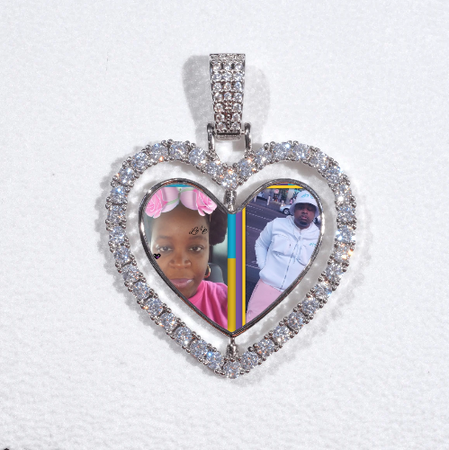 3D Spinning 2-Faced Heart Custom Picture Pendant