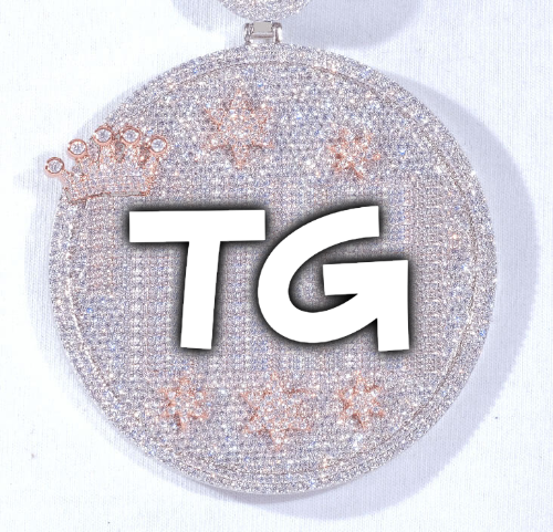 CUSTOM LETTER NECKLACE 3D BIG CROWN DISC