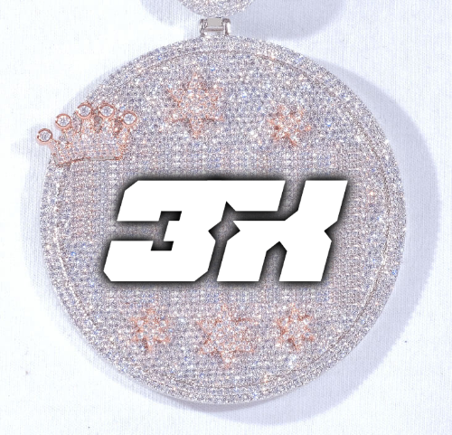 CUSTOM LETTER NECKLACE 3D BIG CROWN DISC