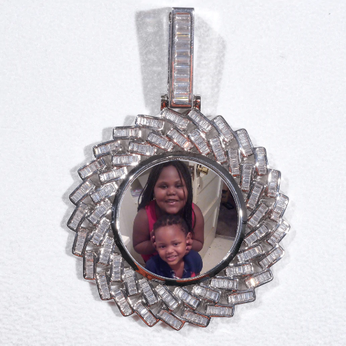 Large 3D Baguette Custom Picture Pendant