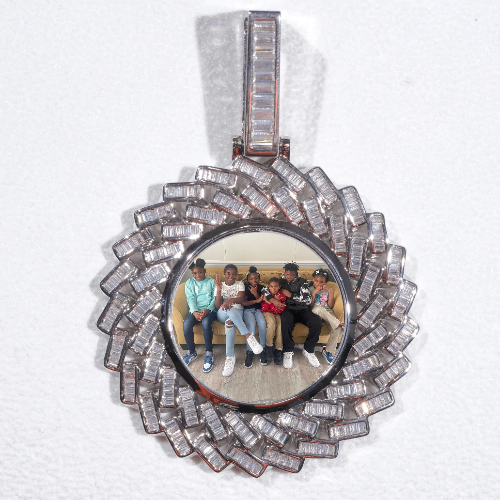 Large 3D Baguette Custom Picture Pendant