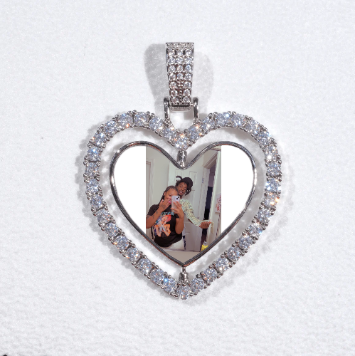 3D Spinning 2-Faced Heart Custom Picture Pendant