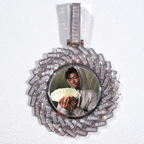 Large 3D Baguette Custom Picture Pendant