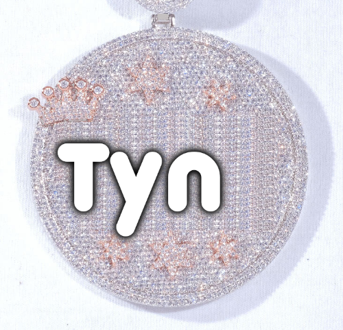 CUSTOM LETTER NECKLACE 3D BIG CROWN DISC