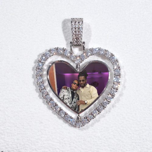 3D Spinning 2-Faced Heart Custom Picture Pendant