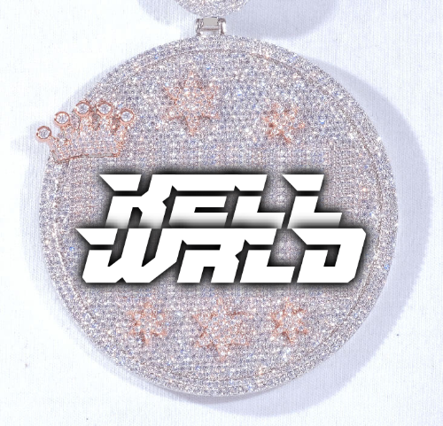 CUSTOM LETTER NECKLACE 3D BIG CROWN DISC