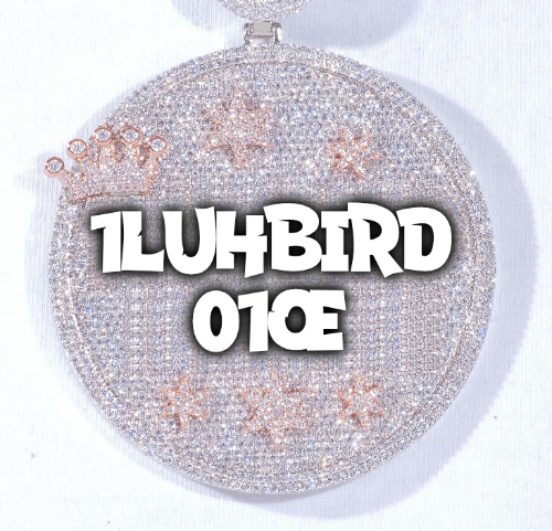 CUSTOM LETTER NECKLACE 3D BIG CROWN DISC
