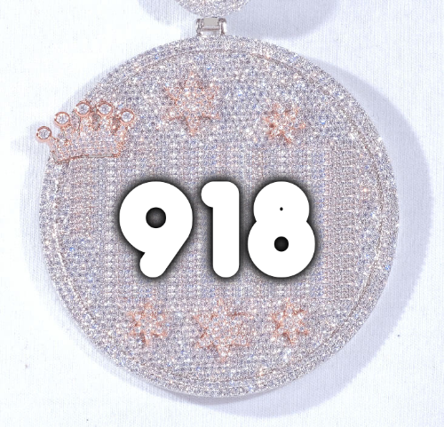 CUSTOM LETTER NECKLACE 3D BIG CROWN DISC