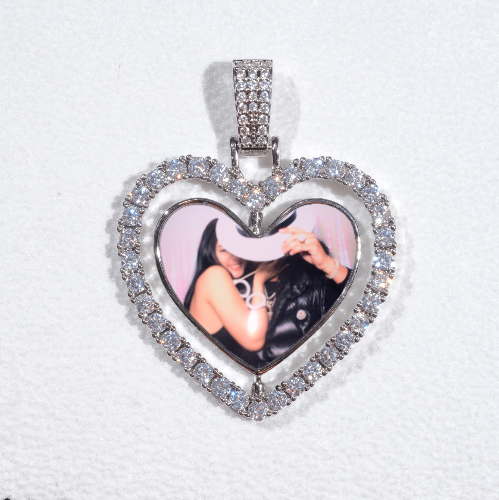 3D Spinning 2-Faced Heart Custom Picture Pendant