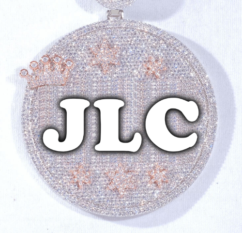 CUSTOM LETTER NECKLACE 3D BIG CROWN DISC