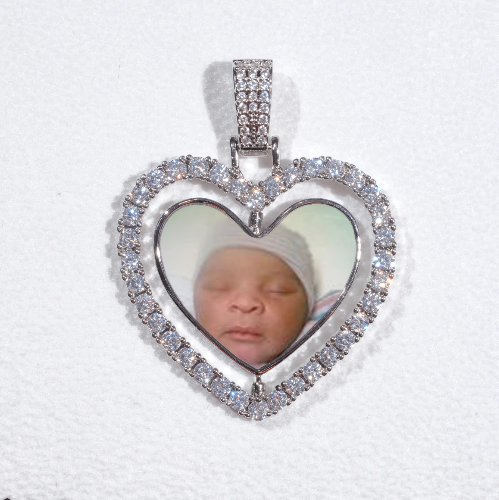 3D Spinning 2-Faced Heart Custom Picture Pendant