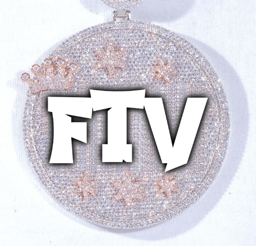 CUSTOM LETTER NECKLACE 3D BIG CROWN DISC