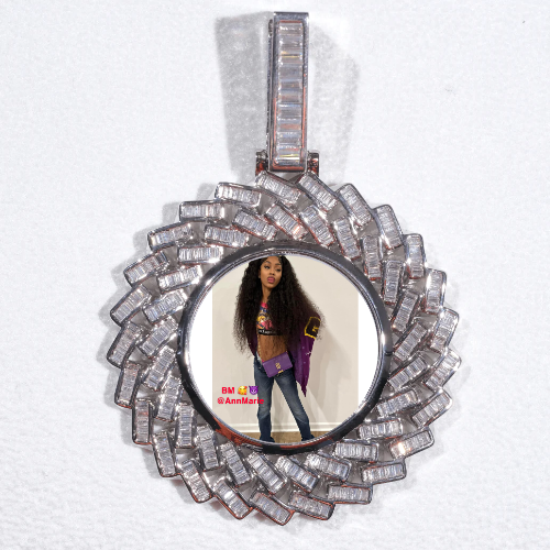 Large 3D Baguette Custom Picture Pendant