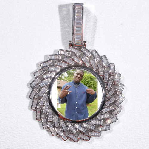 Large 3D Baguette Custom Picture Pendant