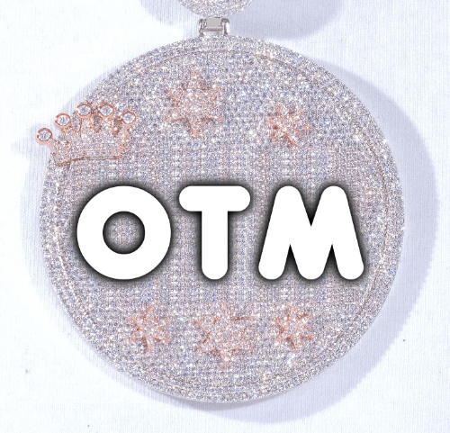 CUSTOM LETTER NECKLACE 3D BIG CROWN DISC