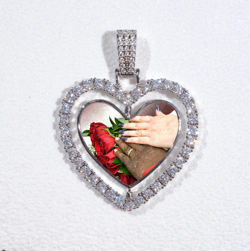 3D Spinning 2-Faced Heart Custom Picture Pendant